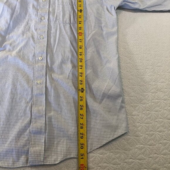 Brooks Brothers 1818 orig polo Mens Size 17/34 Shirt Small Blue Check Pattern - Picture 7 of 9